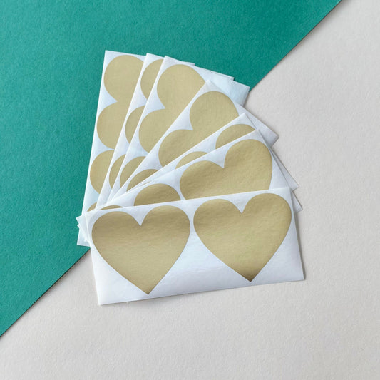 Large 70x80mm Gold Heart Scratch Off Stickers Labels