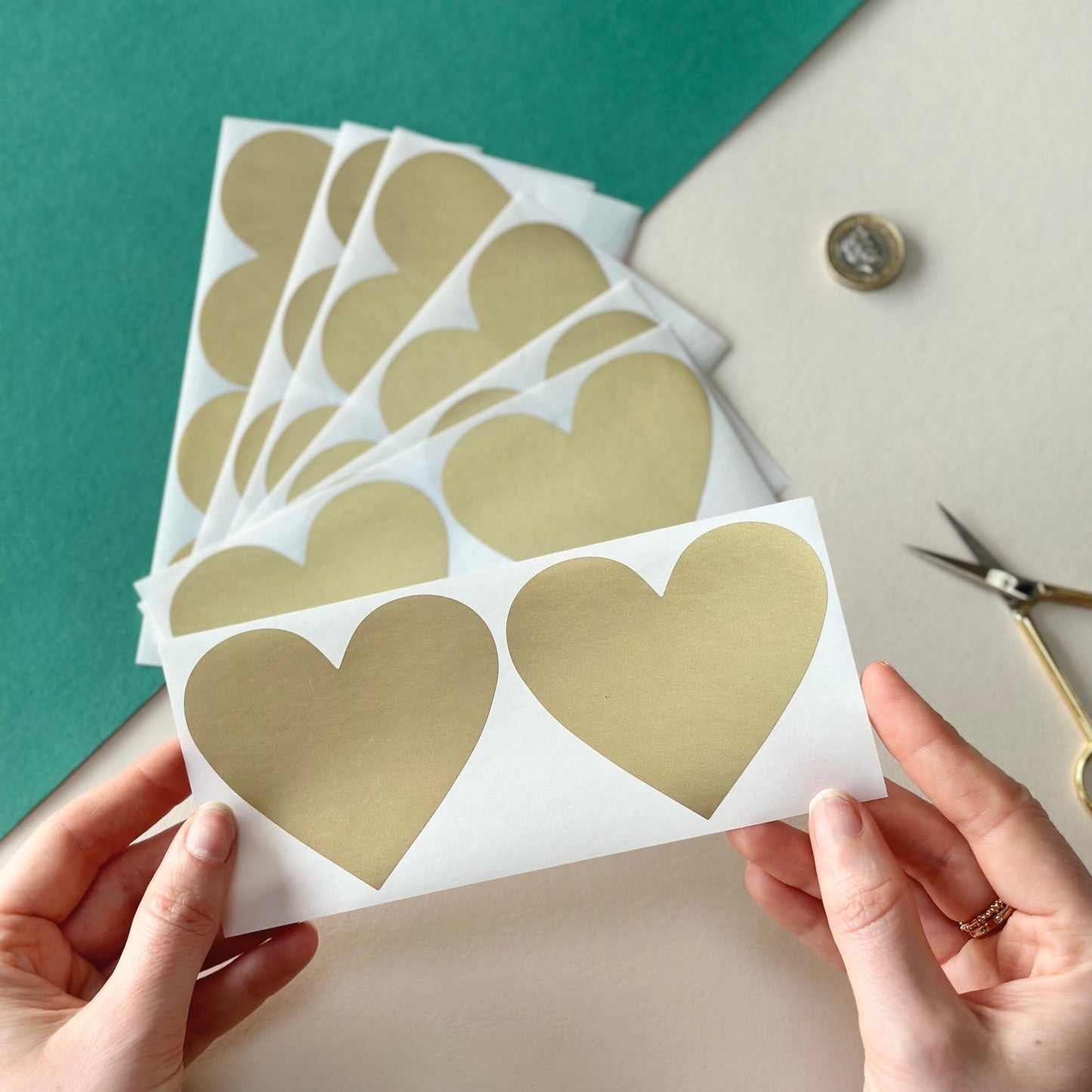 Large 70x80mm Gold Heart Scratch Off Stickers Labels